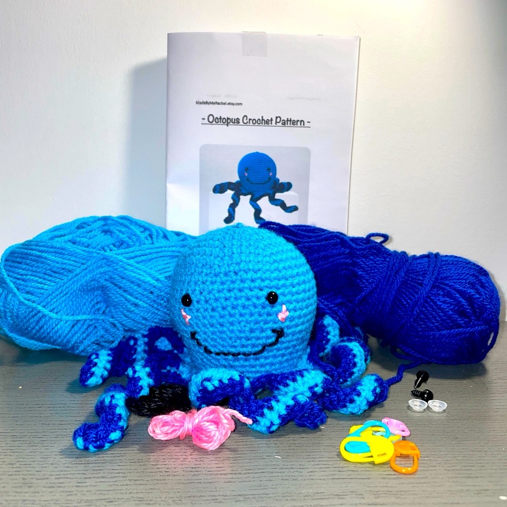 Crochet Amigurumi Octopus Kit | Beginner Friendly Pattern & Supplies | Plushie